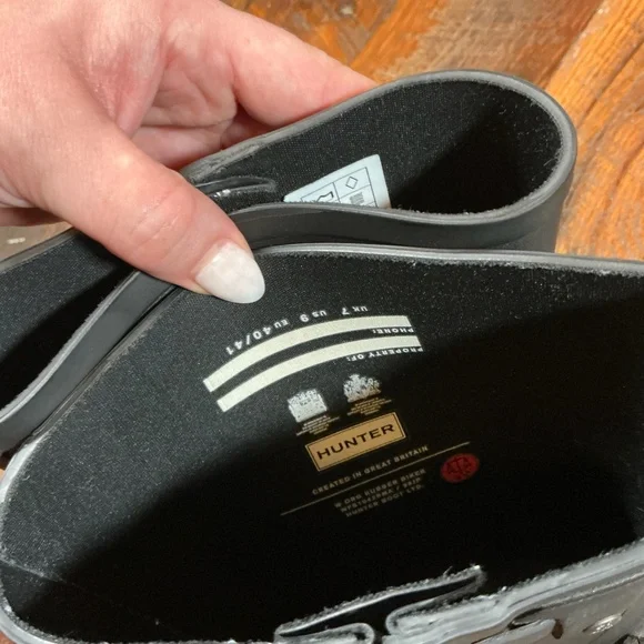 Hunter Black Waterproof Biker Rubber Rain Boots Women’s Size 9 - Picture 11 of 12